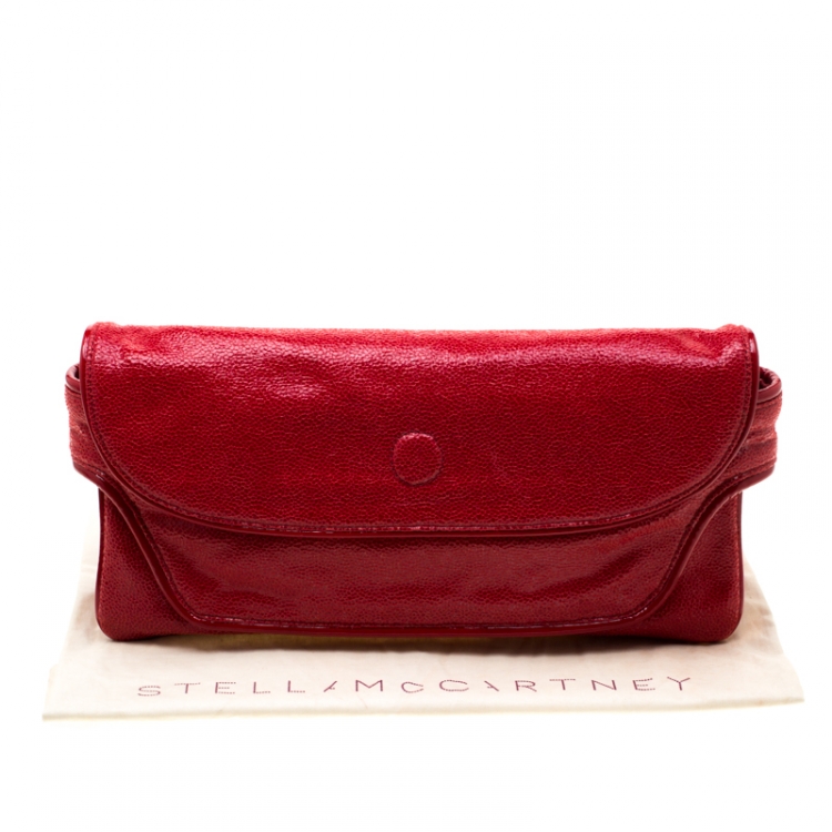 Pre Owned Stella McCartney Red Faux Leather Appaloosa Clutch