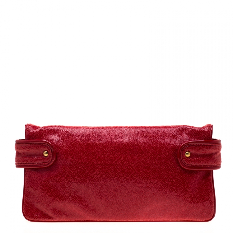 Pre Owned Stella McCartney Red Faux Leather Appaloosa Clutch