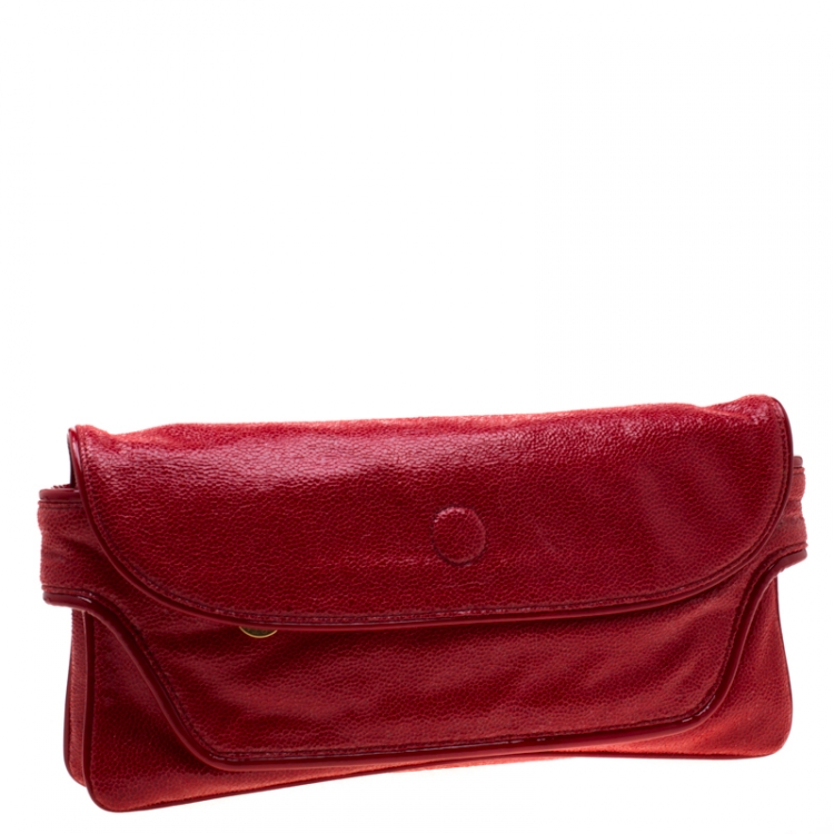 Pre Owned Stella McCartney Red Faux Leather Appaloosa Clutch