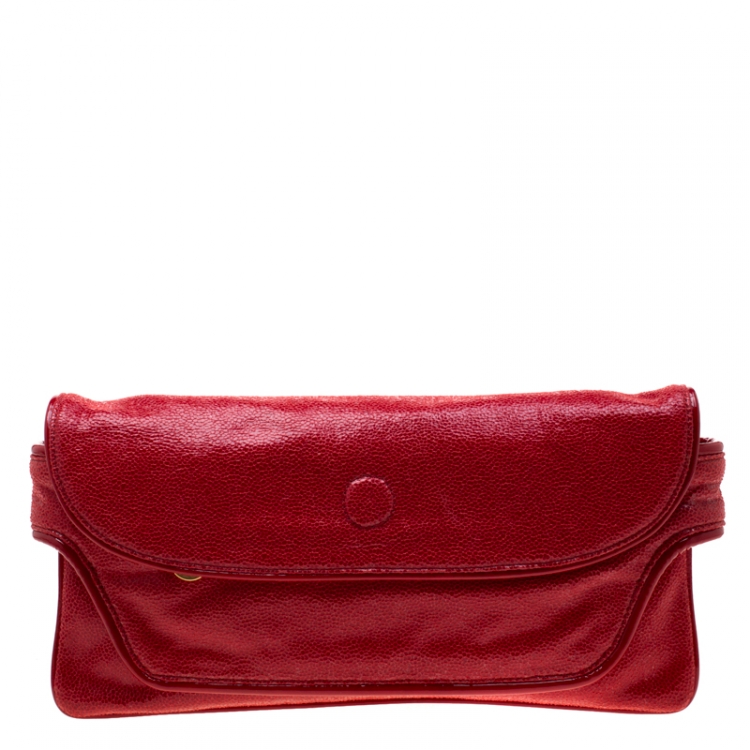 Pre Owned Stella McCartney Red Faux Leather Appaloosa Clutch