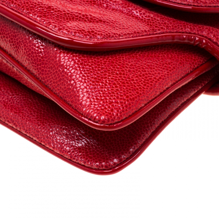 Pre Owned Stella McCartney Red Faux Leather Appaloosa Clutch