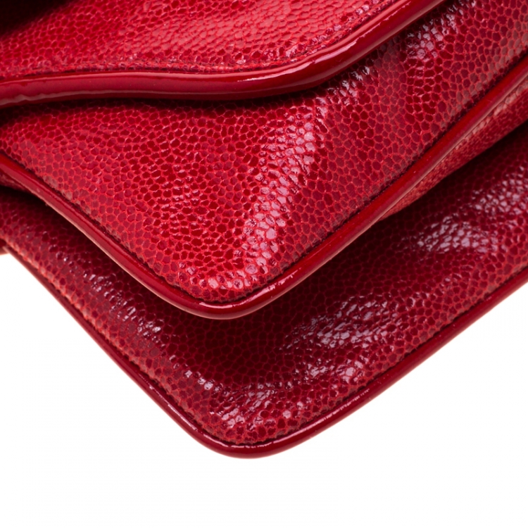 Pre Owned Stella McCartney Red Faux Leather Appaloosa Clutch