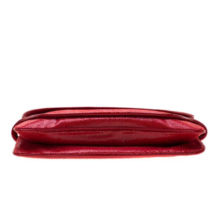 Pre Owned Stella McCartney Red Faux Leather Appaloosa Clutch