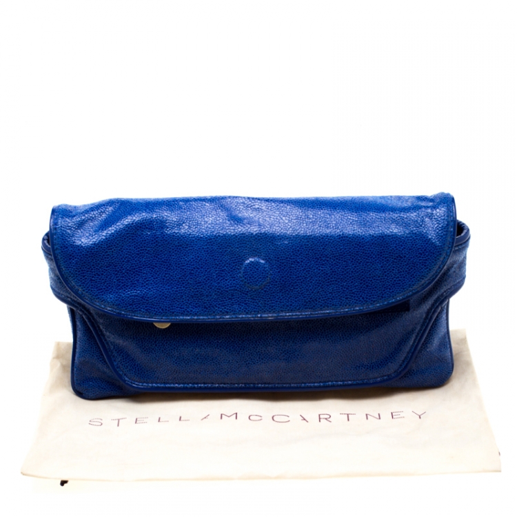 Pre Owned Stella McCartney Blue Faux Leather Appaloosa Clutch