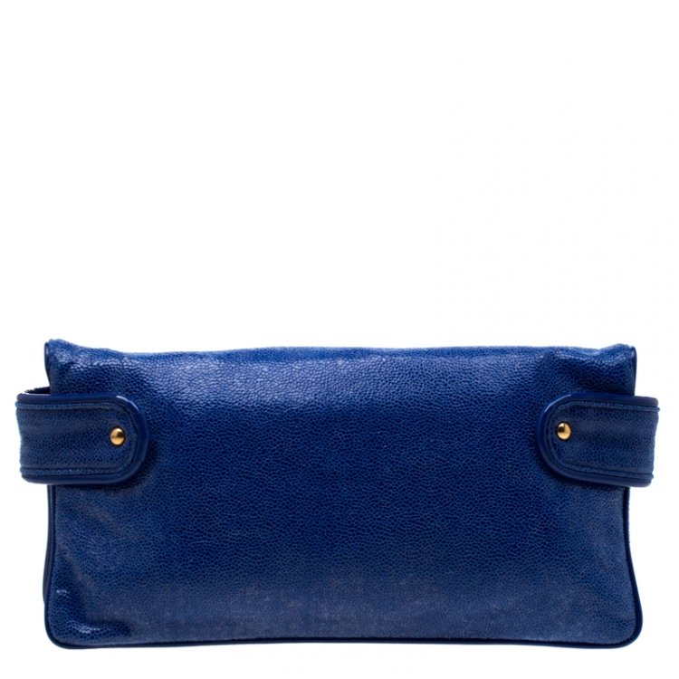 Pre Owned Stella McCartney Blue Faux Leather Appaloosa Clutch