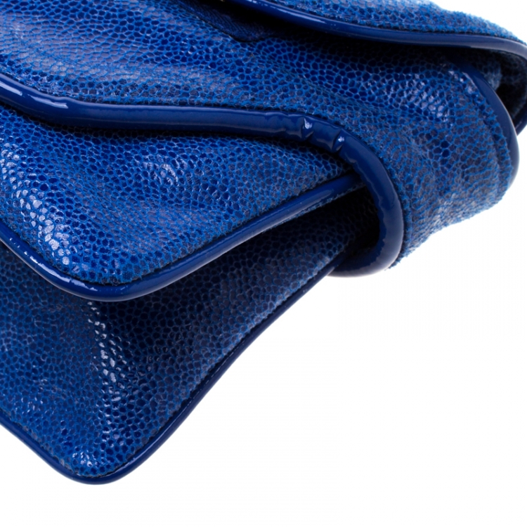 Pre Owned Stella McCartney Blue Faux Leather Appaloosa Clutch
