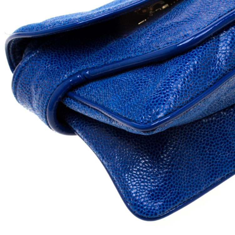 Pre Owned Stella McCartney Blue Faux Leather Appaloosa Clutch