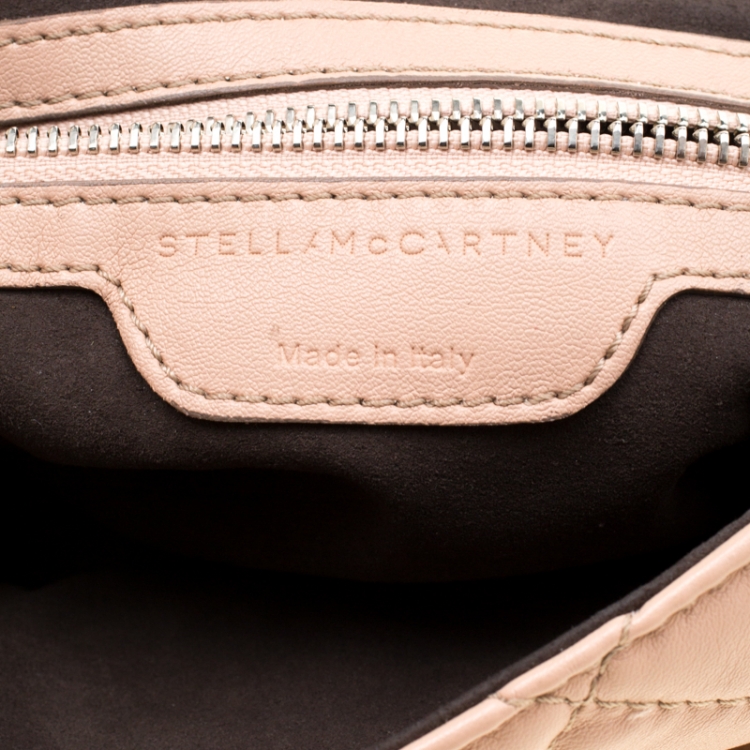 Pre Owned Stella McCartney Beige Quilted Faux Leather Medium Beckett Chain Shoulder Bag