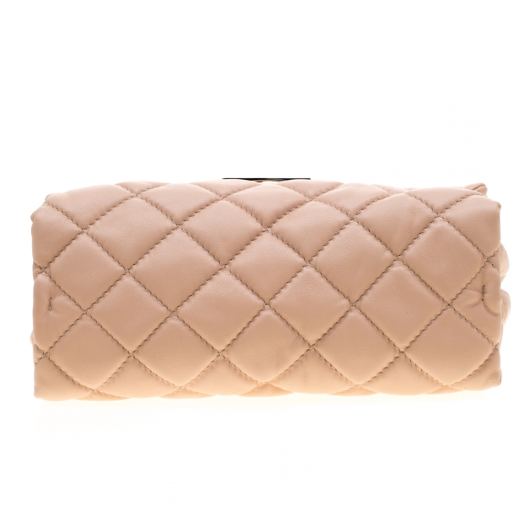 Pre Owned Stella McCartney Beige Quilted Faux Leather Medium Beckett Chain Shoulder Bag