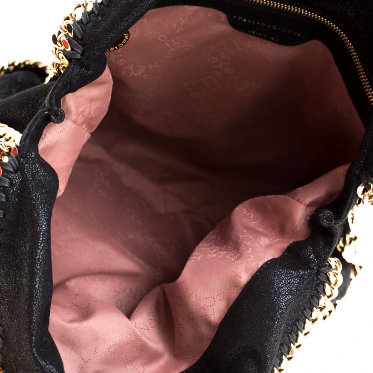 مملوكة مسبقًا  Stella McCartney Black Faux Leather Medium Falabella Fold Over Tote