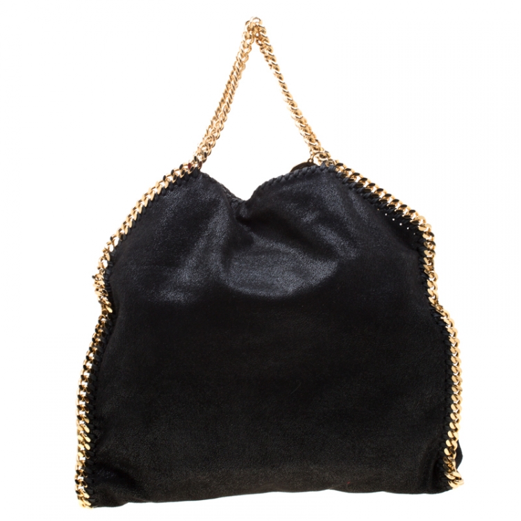 مملوكة مسبقًا  Stella McCartney Black Faux Leather Medium Falabella Fold Over Tote
