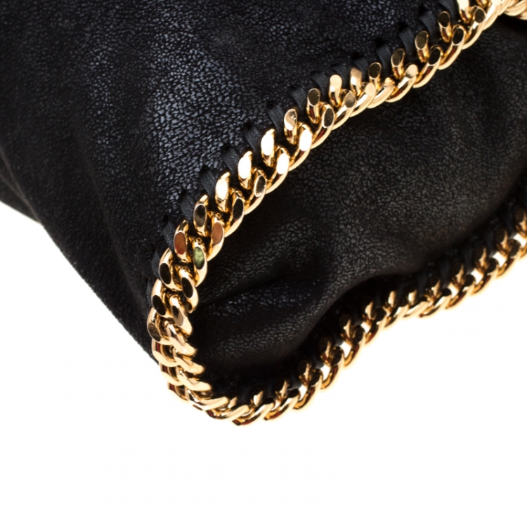 مملوكة مسبقًا  Stella McCartney Black Faux Leather Medium Falabella Fold Over Tote