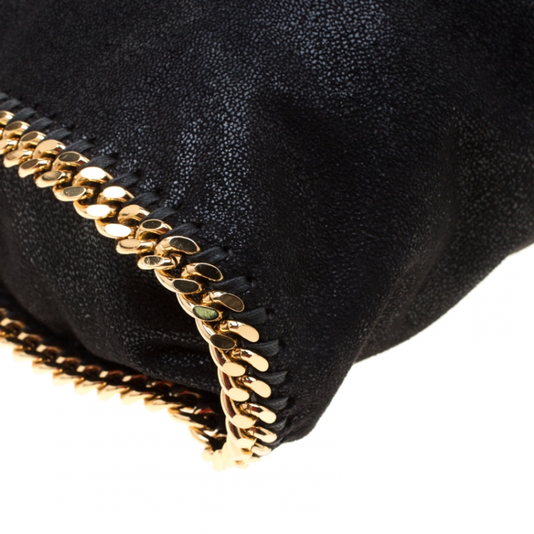 مملوكة مسبقًا  Stella McCartney Black Faux Leather Medium Falabella Fold Over Tote