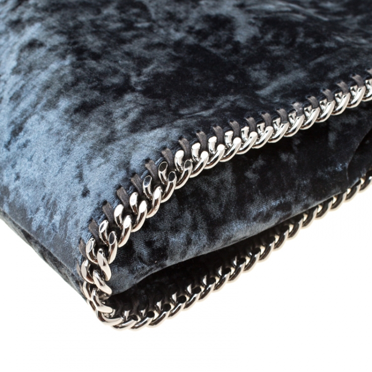 Pre Owned Stella McCartney Blue Velvet Mini Falabella Tote