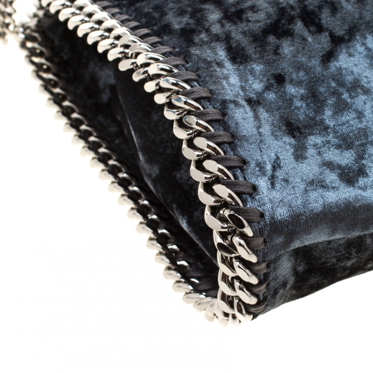 Pre Owned Stella McCartney Blue Velvet Mini Falabella Tote