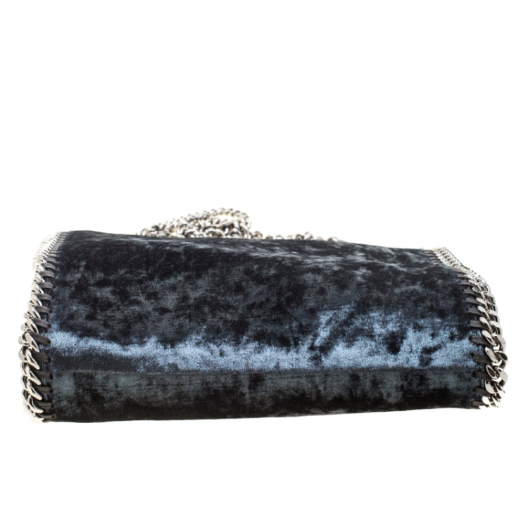 Pre Owned Stella McCartney Blue Velvet Mini Falabella Tote