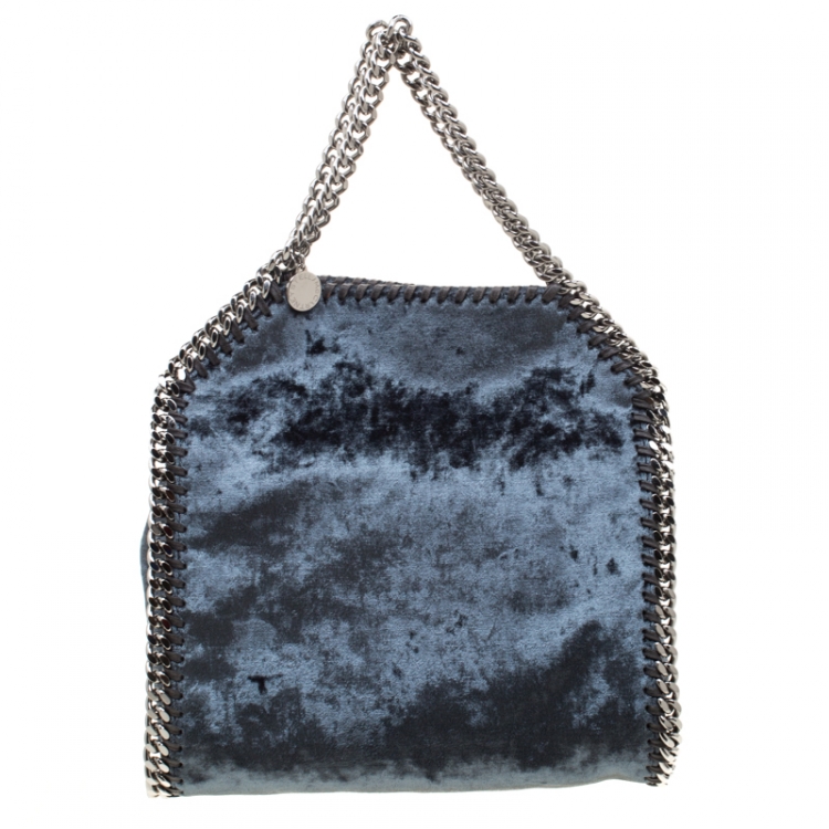 Pre Owned Stella McCartney Blue Velvet Mini Falabella Tote