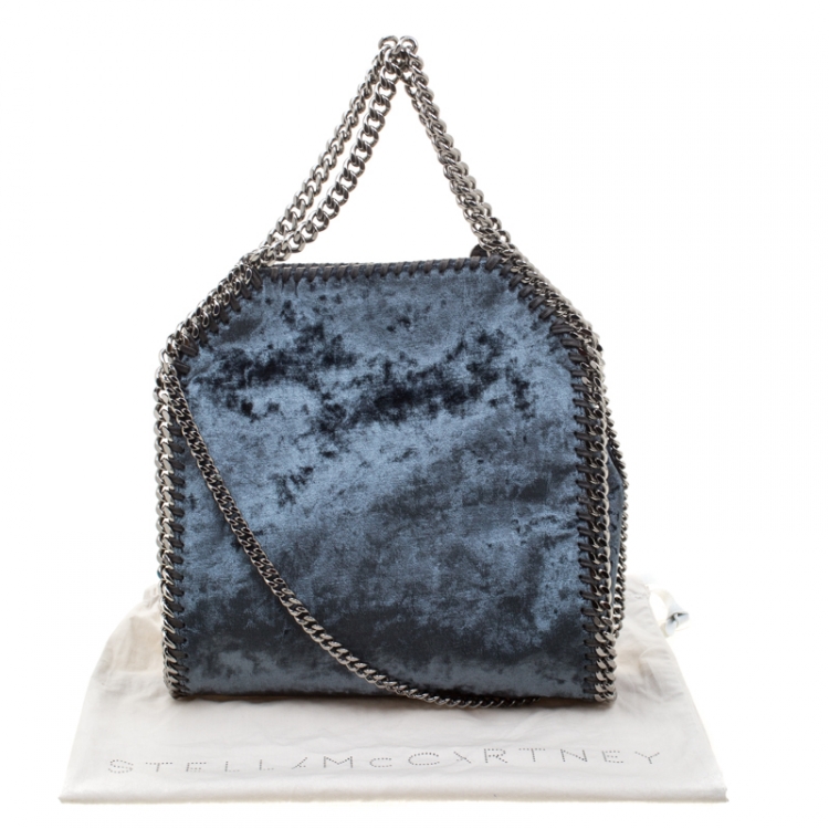 Pre Owned Stella McCartney Blue Velvet Mini Falabella Tote
