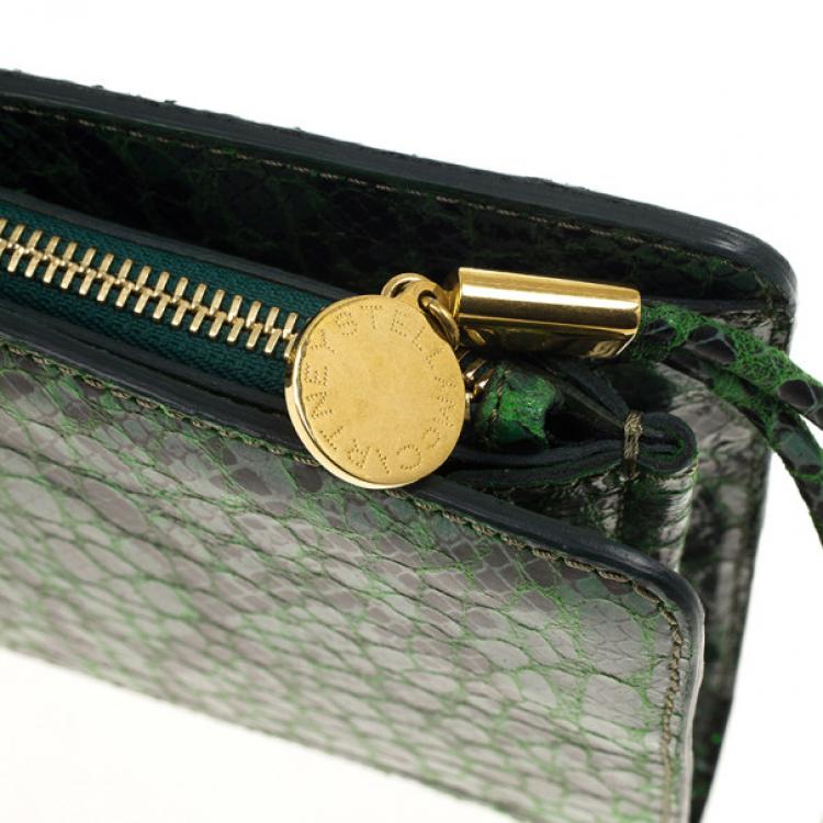 Pre Owned Stella McCartney Loretta ‘Waverly’ Exotic Skins Patchwork Green Clutch