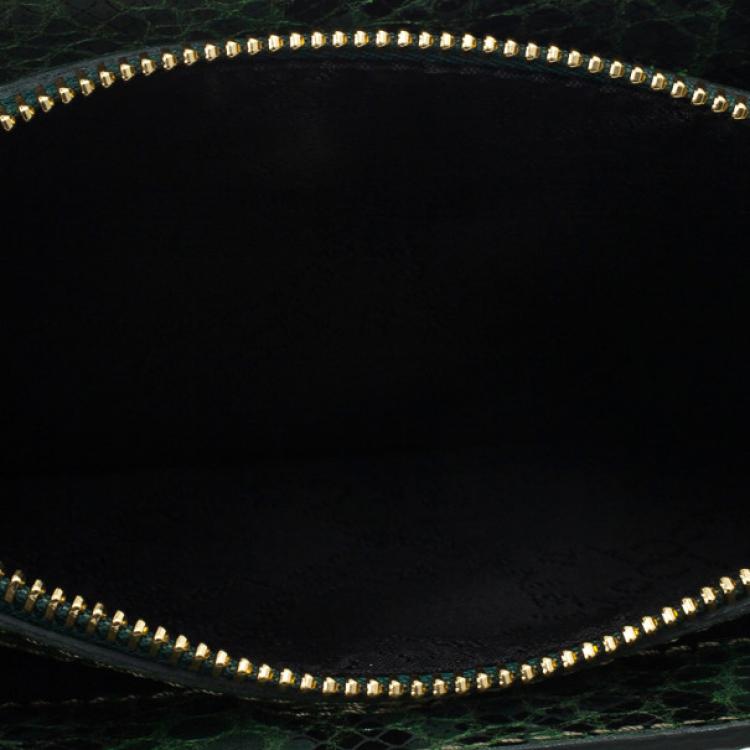 Pre Owned Stella McCartney Loretta ‘Waverly’ Exotic Skins Patchwork Green Clutch