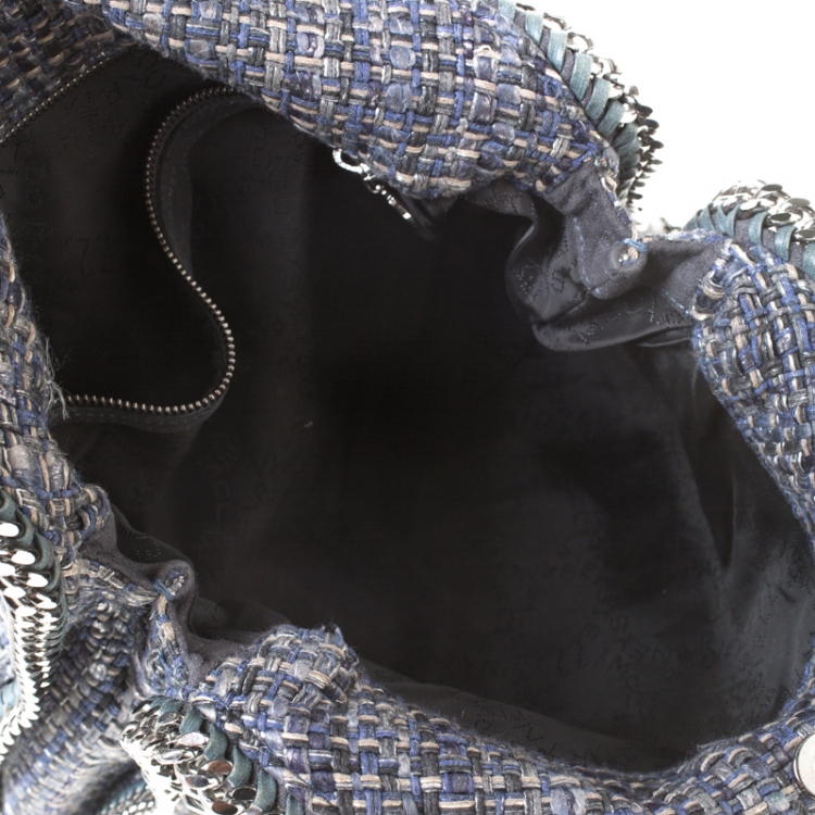 Pre Owned Stella McCartney Blue Boucle Fabric Small Falabella Tote