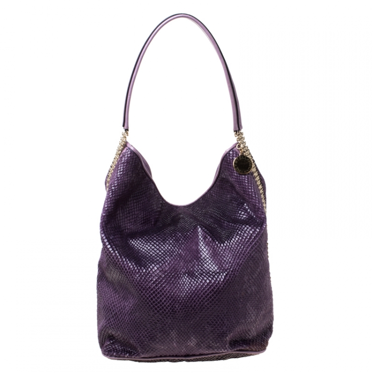 Pre Owned Stella McCartney Purple Faux Python Bailey Boo Hobo