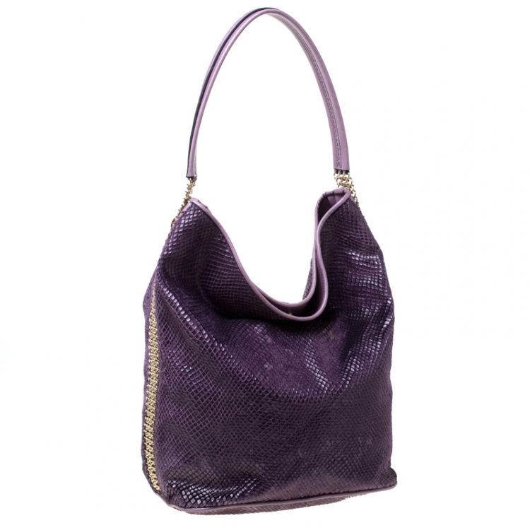 Pre Owned Stella McCartney Purple Faux Python Bailey Boo Hobo