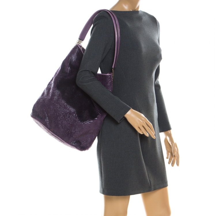 Pre Owned Stella McCartney Purple Faux Python Bailey Boo Hobo