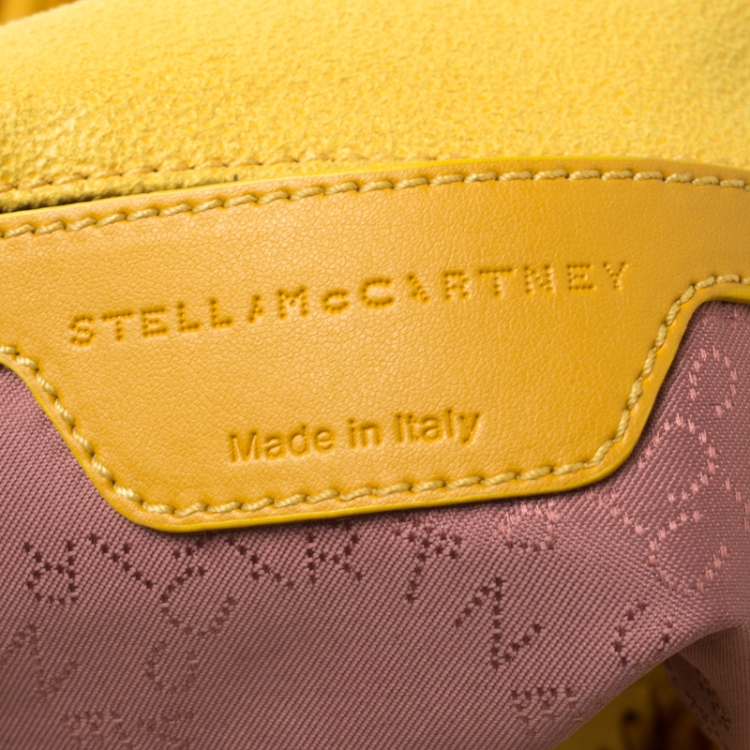 Pre Owned Stella McCartney Yellow Faux Leather Mini Falabella Fringe Tote