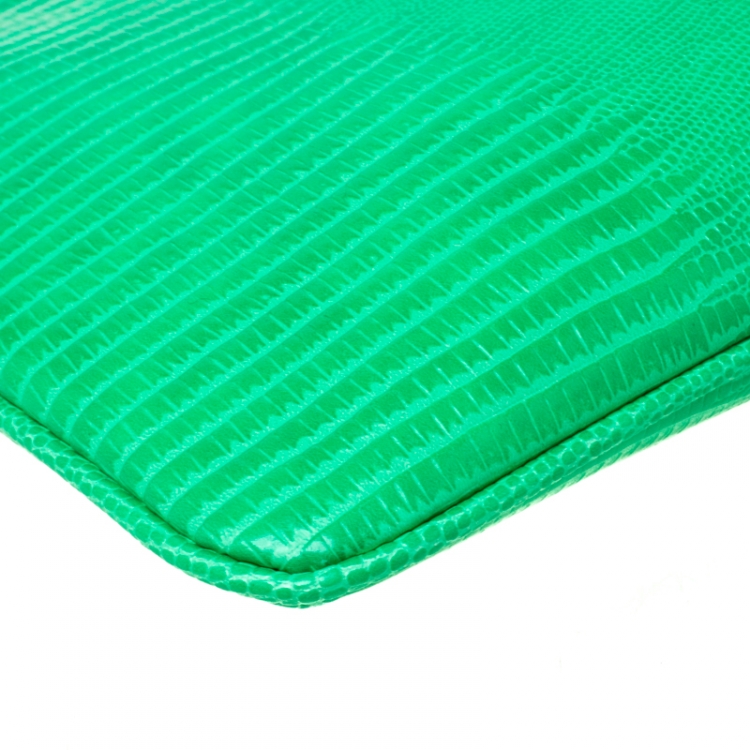 Pre Owned Stella McCartney Green Faux Alligator Chain Clutch