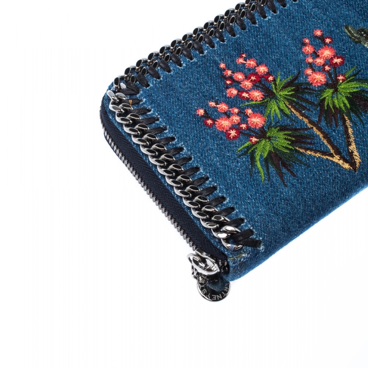 Pre Owned Stella McCartney Blue Denim Falabella Zip Around Wallet  