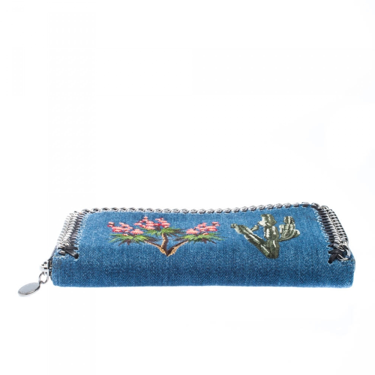 Pre Owned Stella McCartney Blue Denim Falabella Zip Around Wallet  
