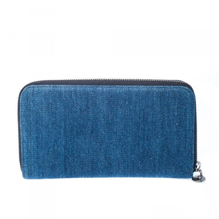 Pre Owned Stella McCartney Blue Denim Falabella Zip Around Wallet  