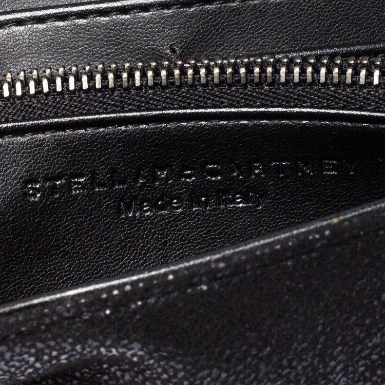 Pre Owned Stella McCartney Black Faux Leather Falabella Continental Wallet