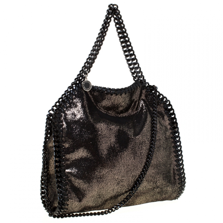 مملوكة مسبقًا Stella McCartney Metallic Black Faux Leather Falabella Crossbody Bag