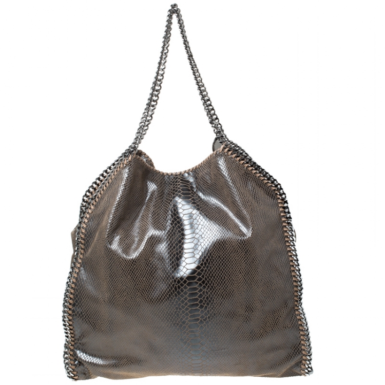 Pre Owned Stella McCartney Metallic Python Faux Leather Large Falabella Tote