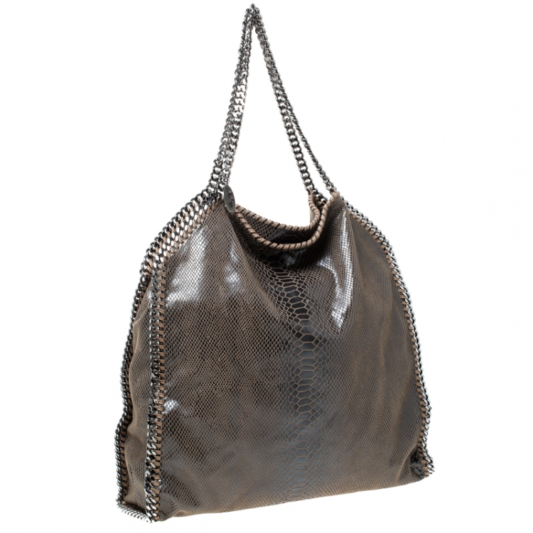 Pre Owned Stella McCartney Metallic Python Faux Leather Large Falabella Tote