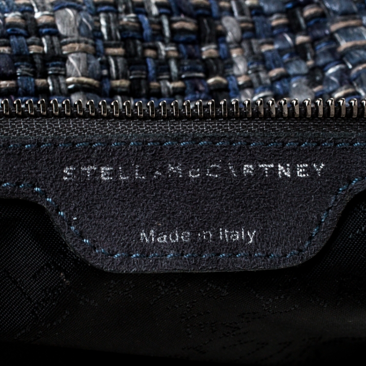 Pre Owned Stella McCartney Blue/Grey Tweed Falabella Fold Over Tote