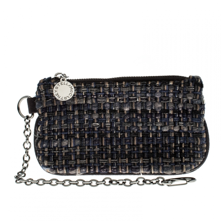 Pre Owned Stella McCartney Blue/Grey Tweed Falabella Fold Over Tote