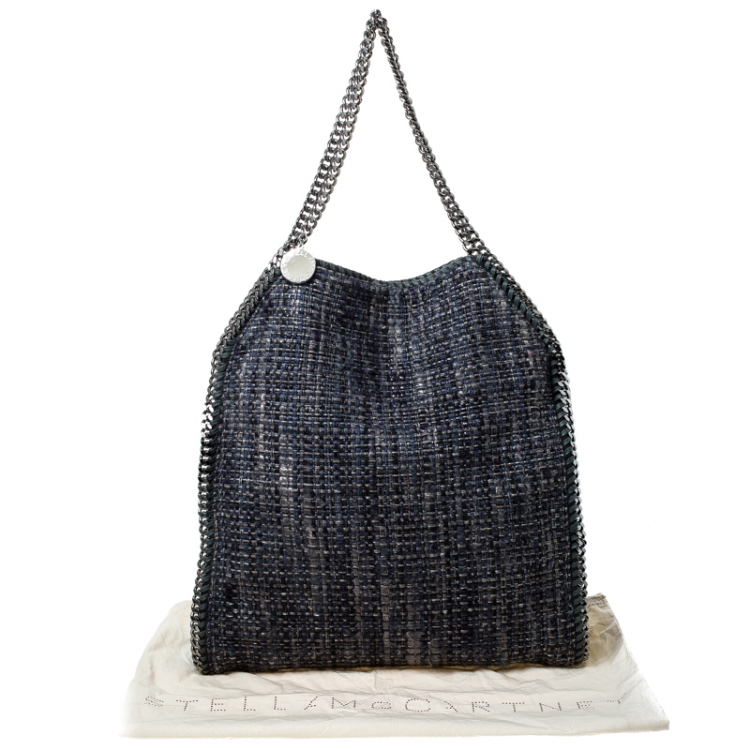 Pre Owned Stella McCartney Blue/Grey Tweed Falabella Fold Over Tote