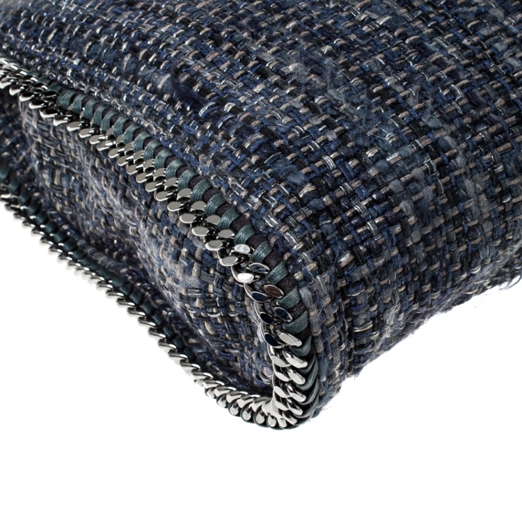 Pre Owned Stella McCartney Blue/Grey Tweed Falabella Fold Over Tote
