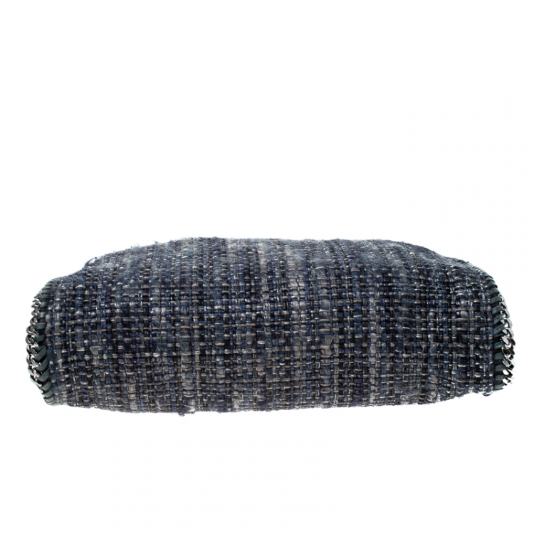 Pre Owned Stella McCartney Blue/Grey Tweed Falabella Fold Over Tote
