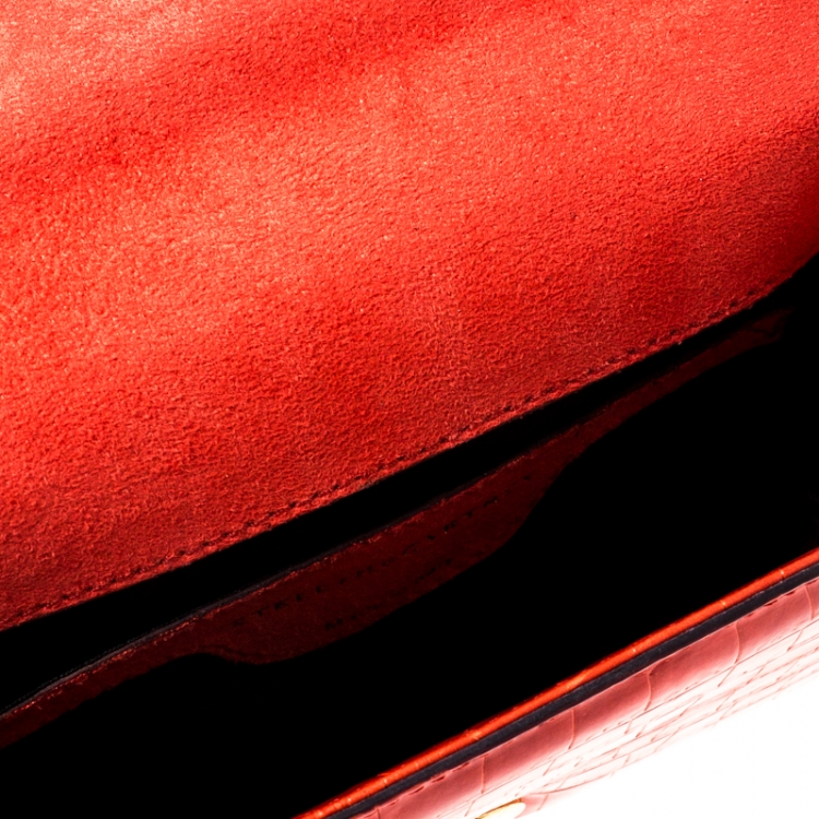 مملوكة مسبقًا Stella McCartney Orange Embossed Crocodile Leather Clutch