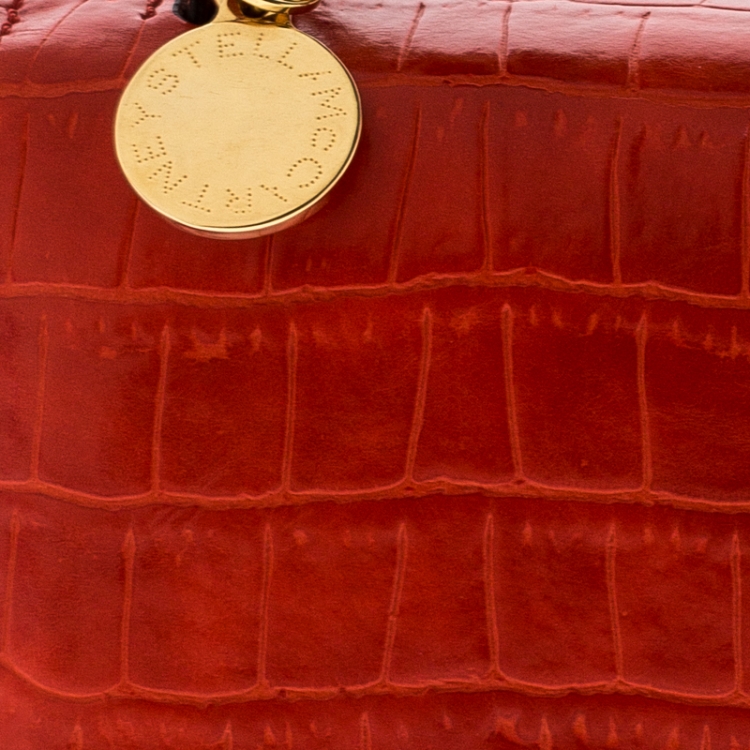 مملوكة مسبقًا Stella McCartney Orange Embossed Crocodile Leather Clutch