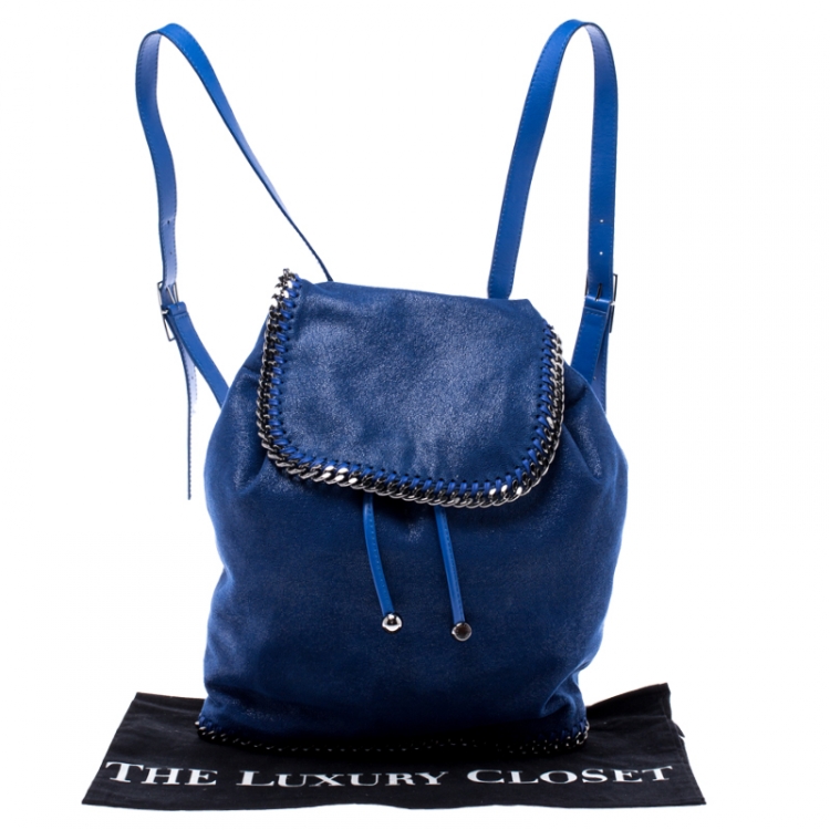 مملوكة مسبقًا Stella McCartney Blue Faux Leather Falabella Shaggy Backpack