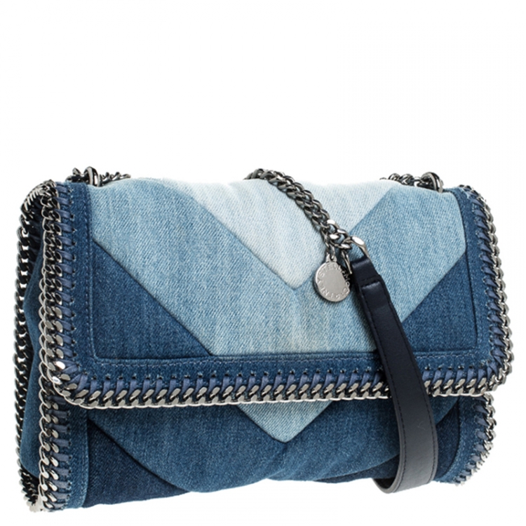 Pre Owned Stella McCartney Blue Eco Denim Falabella Shoulder Bag