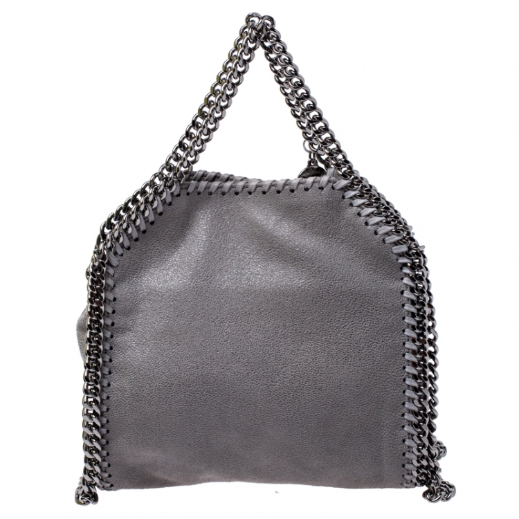 Pre Owned Stella McCartney Grey Faux Leather Tiny Falabella Crossbody Bag