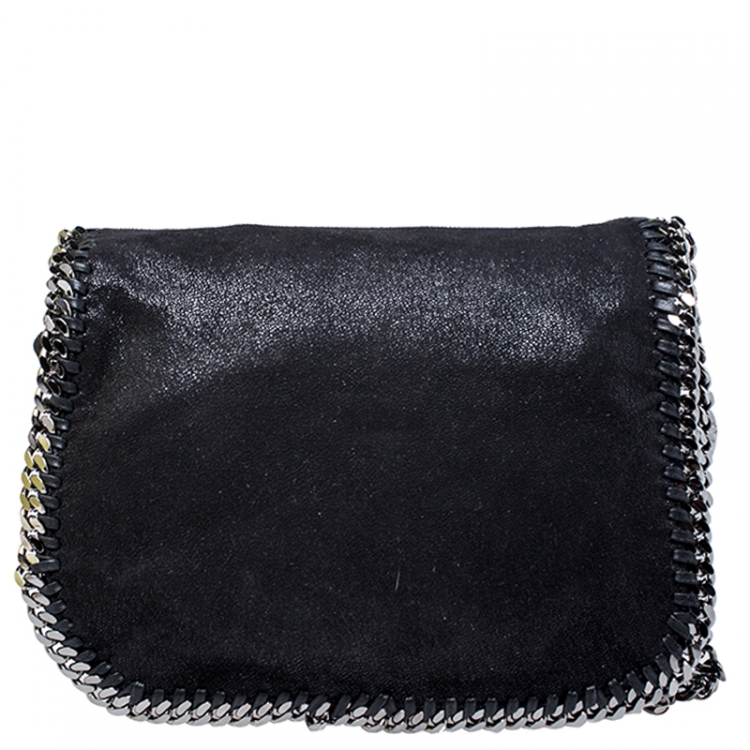 Pre Owned Stella McCartney Black Faux Leather Falabella Shaggy Deer Shoulder Bag