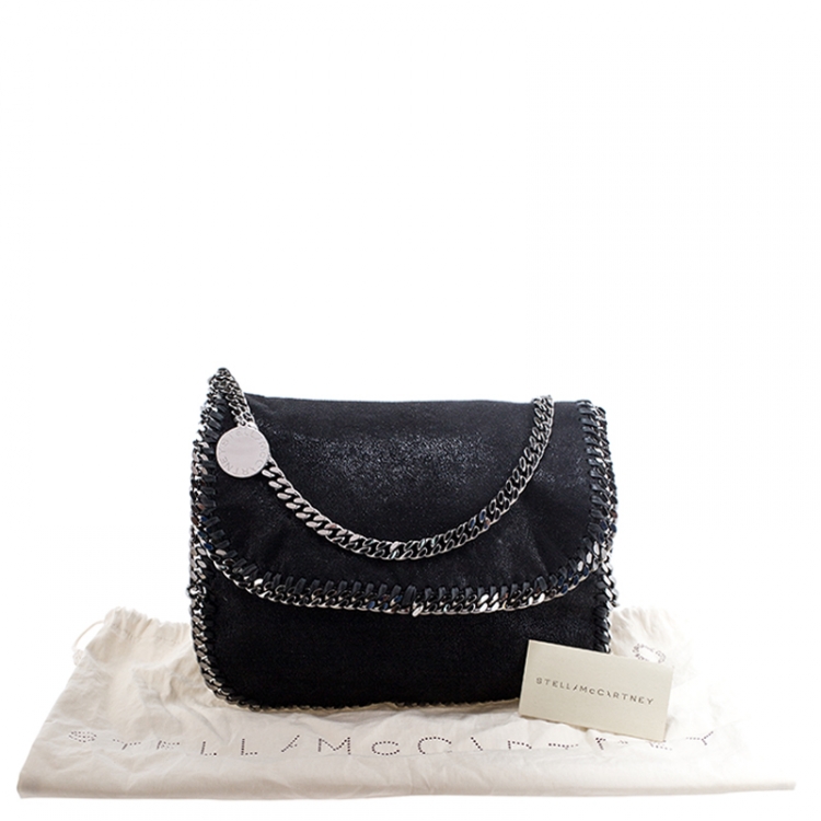 Pre Owned Stella McCartney Black Faux Leather Falabella Shaggy Deer Shoulder Bag