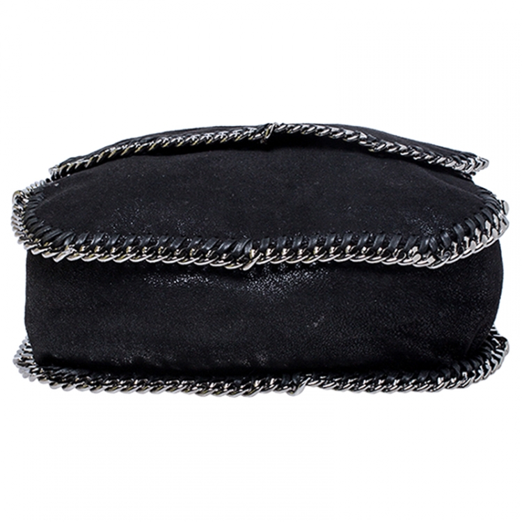 Pre Owned Stella McCartney Black Faux Leather Falabella Shaggy Deer Shoulder Bag